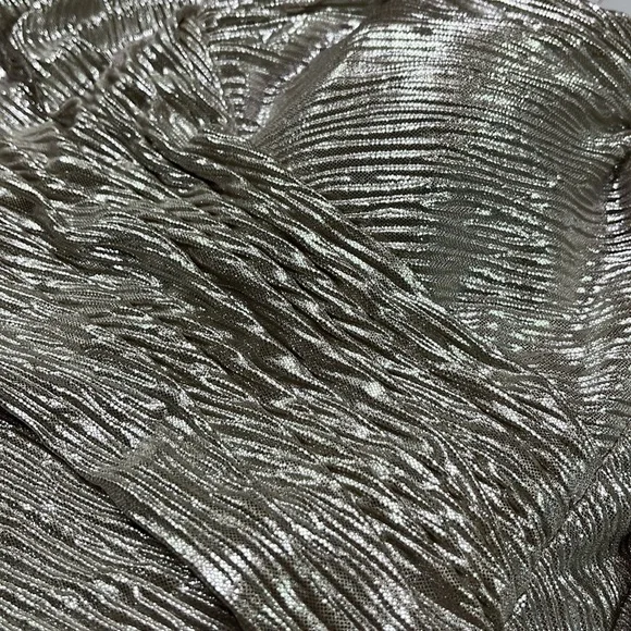 Rene Ruiz NWT Draped Cocktail 3/4 SLV Champagne Metallic Off Shoulder Dress SZ10 - Picture 10 of 15